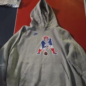 New England Patriots Nike Gray Hoodie with Football Graphic